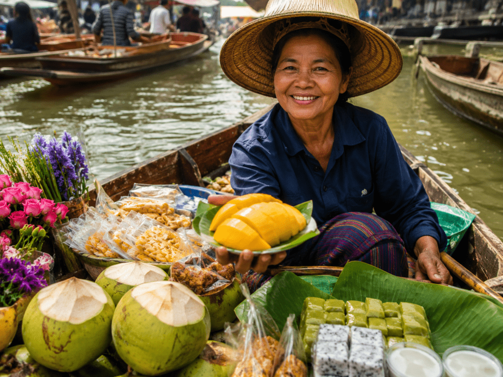 mercato galleggiante e del treno a bangkok Ayutthaya